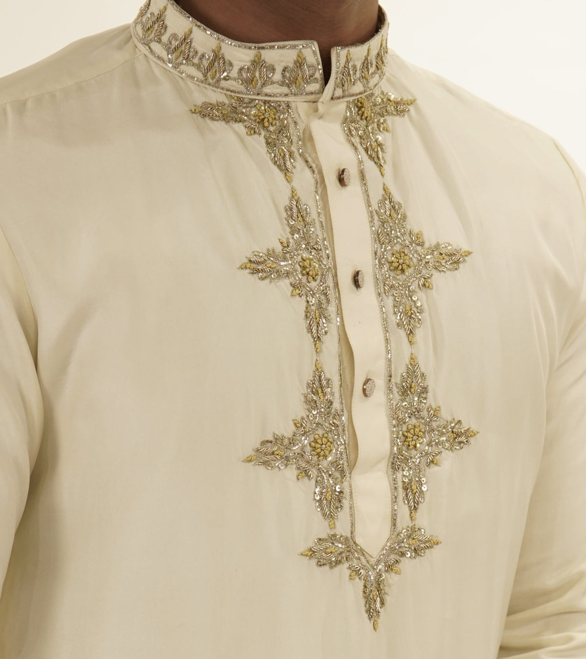 Zardozi Embroidered Pure Pattu Kurta Set