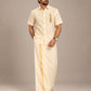 Ivory Murugan Vel Embroidered Pattu shirt (Divine Peacock)