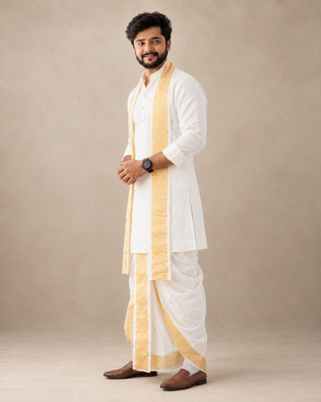 Semi Pattu Kurta-Pancha Set