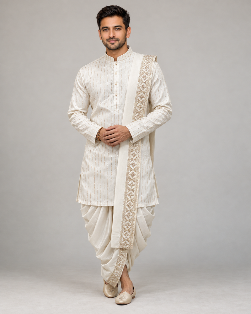 Ivory Embroidered Kurta Pancha Set