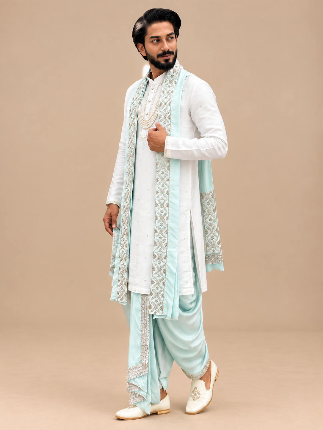 Silver Tissue Pattu Kurta With Minimal Embroidery