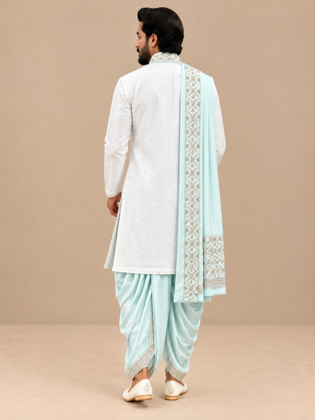 Silver Tissue Pattu Kurta With Minimal Embroidery