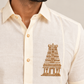 Ivory Temple Motif Pattu shirt  (Divine Heritage)