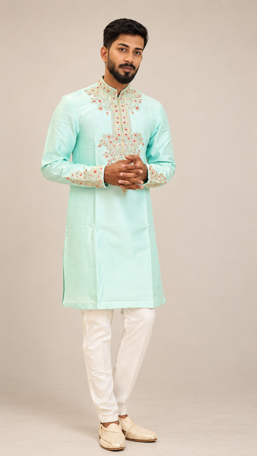 Turquoise Tide – Designer Kurta & Ponam Pant Set