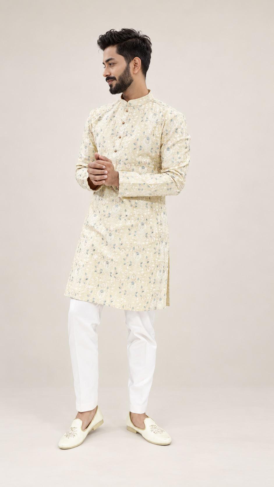 Multi-Colored Machine embroided kurta