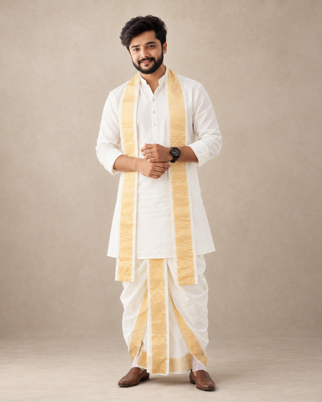 Semi Pattu Kurta-Pancha Set