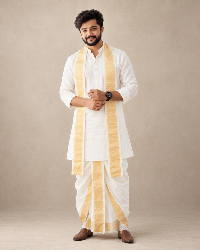 Semi Pattu Kurta-Pancha Set