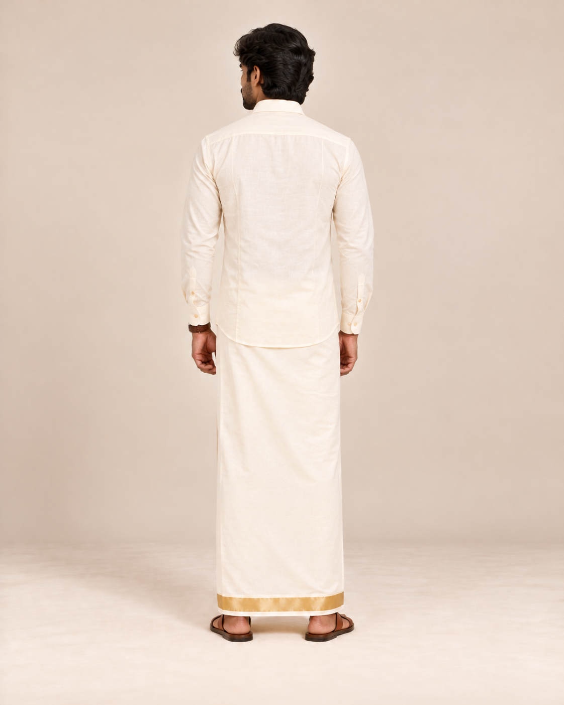 Ivory Cream Full Sleeve Embroidered Shirt (Traditional Elegance)