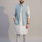 Powder Blue Nehru Jacket Kurta Set for Men – Wedding & Festive Wear