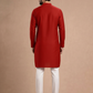 Men’s Red Ethnic Kurta Set with Traditional Illustration