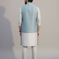 Powder Blue Nehru Jacket Kurta Set for Men – Wedding & Festive Wear