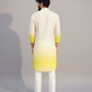 White to Yellow Ombre Printed Kurta Set for Men – Festive & Summer Wear