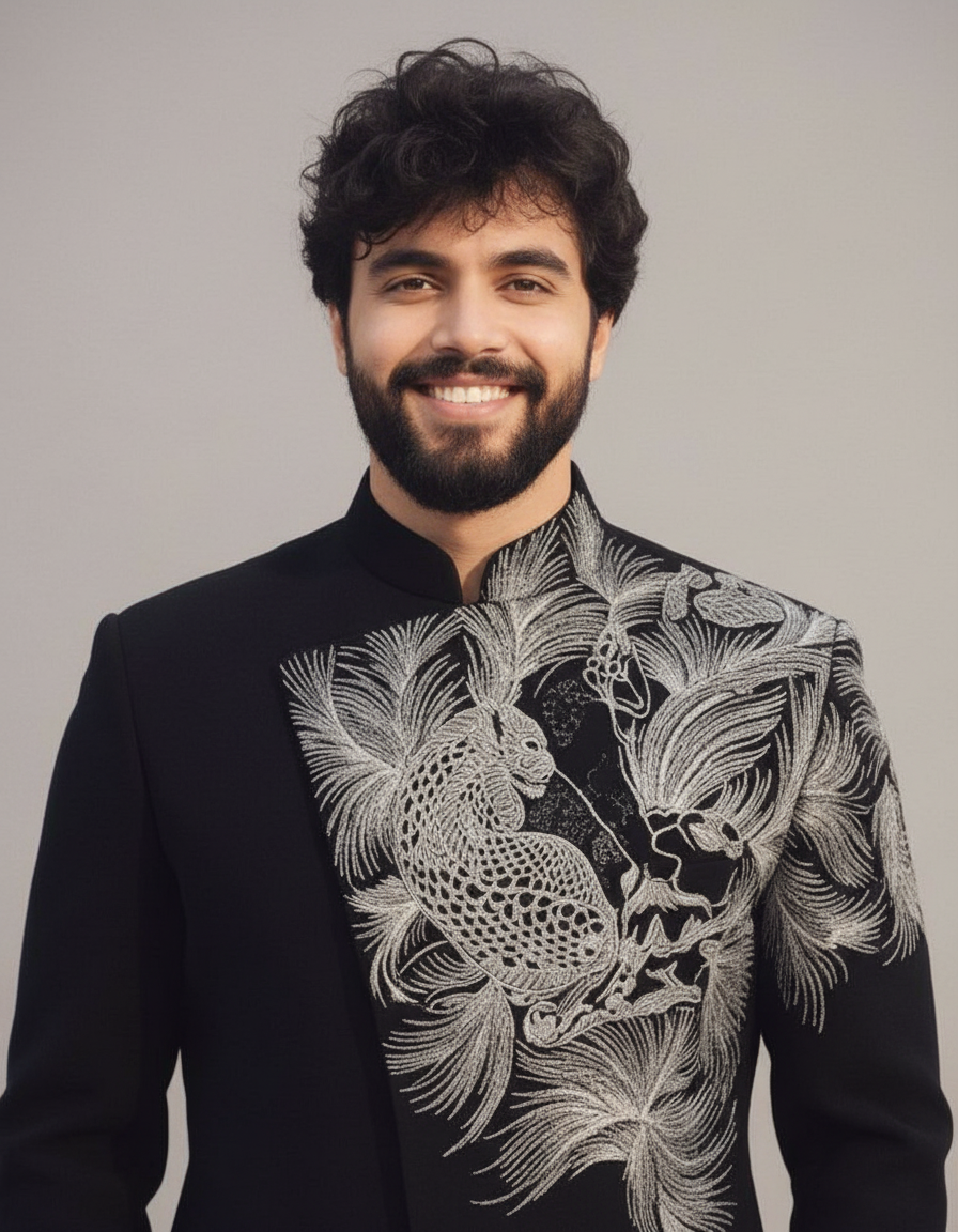 Black Embroidered Indo-Western Bandhgala Set for Men – Wedding & Party Wear