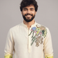 White to Yellow Ombre Printed Kurta Set for Men – Festive & Summer Wear