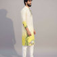 White to Yellow Ombre Printed Kurta Set for Men – Festive & Summer Wear