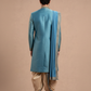Luxurious Teal Blue Zari Embroidered Sherwani