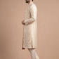 Timeless Romance: Cream Silk Sherwani with Floral Threadwork