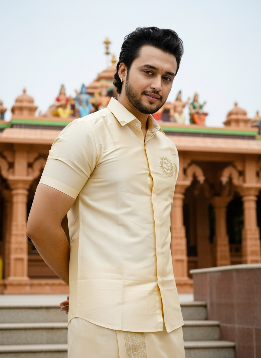"OM" - Pattu Shirt  🕉️