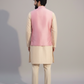Men’s Pastel Pink Embroidered Nehru Jacket Set – Designer Sadri with Kurta Pajama