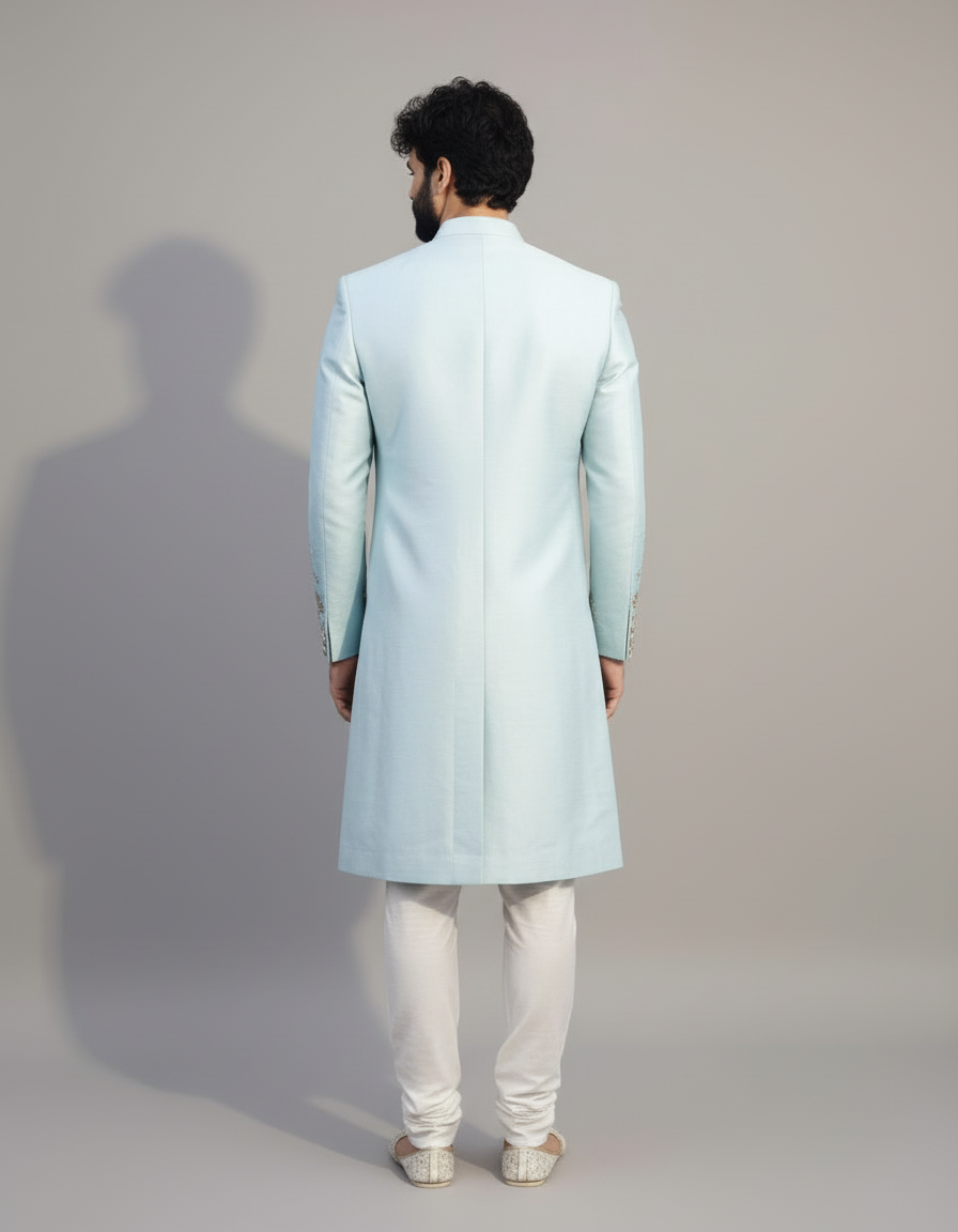 Dual ombrey  pure raw silk sherwani