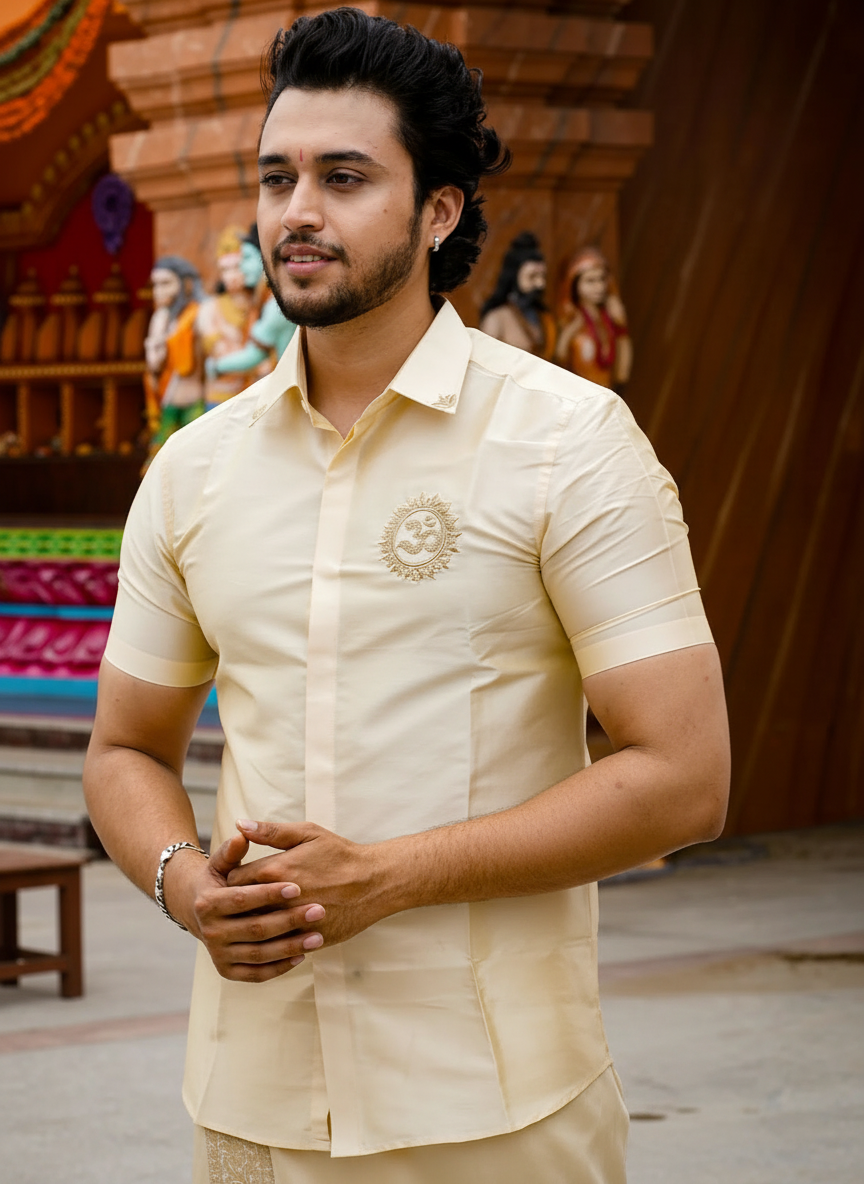 "OM" - Pattu Shirt  🕉️