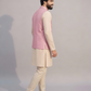 Men’s Pastel Pink Embroidered Nehru Jacket Set – Designer Sadri with Kurta Pajama
