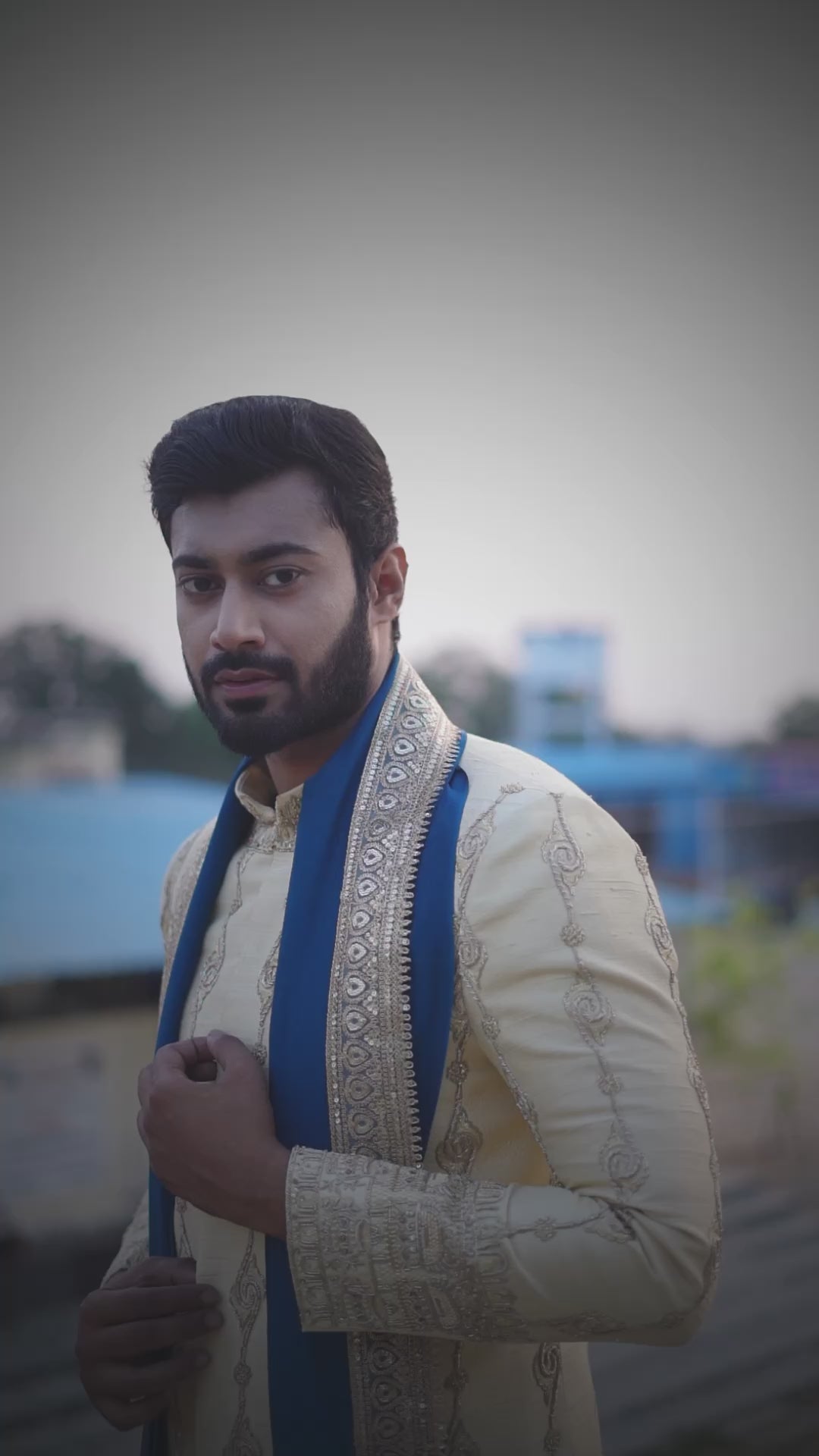 Bonalu Sherwani with premium silk dhoti and khandwa